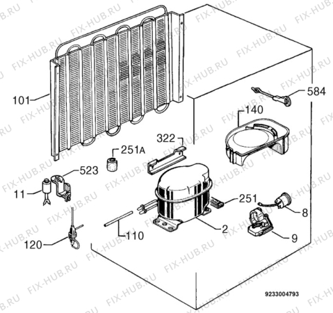 Взрыв-схема холодильника Electrolux ER6538T - Схема узла Cooling system 017