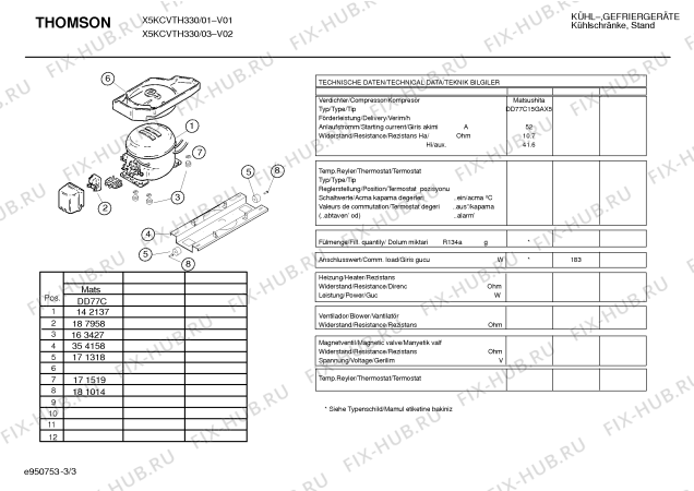 Взрыв-схема холодильника Thomson X5KCVTH330 - Схема узла 03