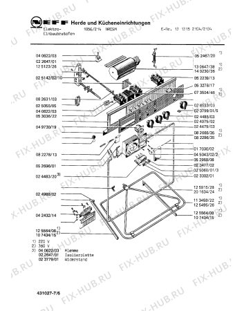 Взрыв-схема плиты (духовки) Neff 1313152104 1056/214NRCSM - Схема узла 06