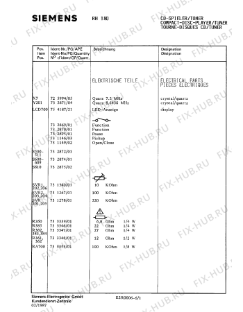 Схема №1 RH180 с изображением Транзистор для аудиоаппаратуры Siemens 00733343