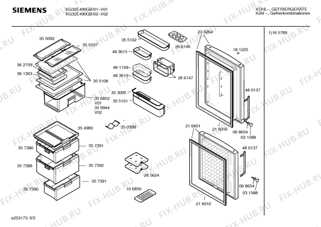 Взрыв-схема холодильника Siemens KG32E490GB - Схема узла 02