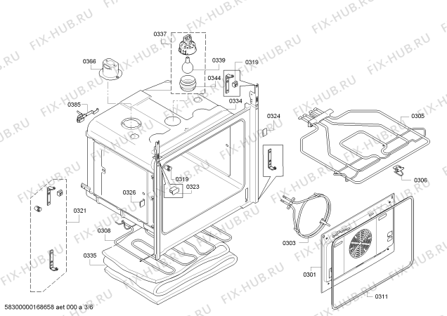 Взрыв-схема плиты (духовки) Bosch HBR33B550W - Схема узла 03