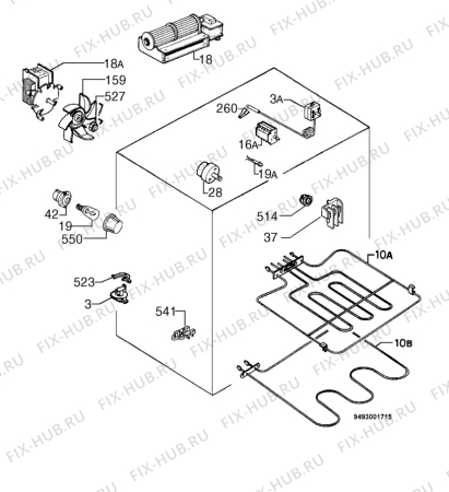 Взрыв-схема плиты (духовки) Zanussi ZBM715N - Схема узла Electrical equipment 268