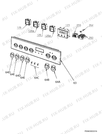 Взрыв-схема плиты (духовки) Electrolux EKC513519X - Схема узла Command panel 037