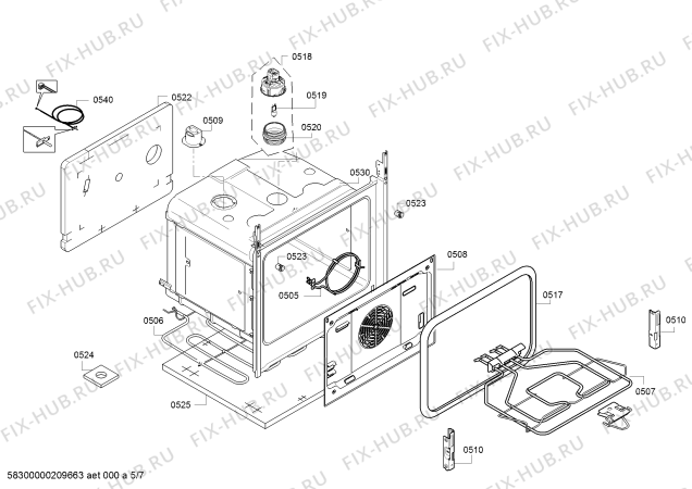 Взрыв-схема плиты (духовки) Bosch HXA090D20N - Схема узла 05