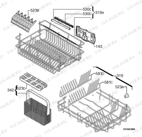 Взрыв-схема посудомоечной машины Privileg 822435_10783 - Схема узла Basket 160