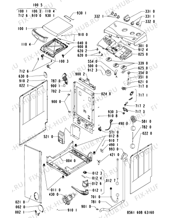 Схема №1 AWT 6086 с изображением Обшивка для стиралки Whirlpool 481245210029