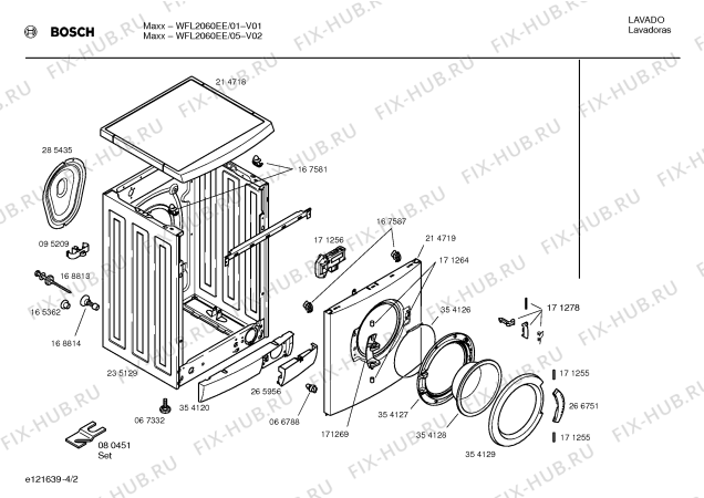 Схема №1 WFL2060EE Maxx WFL2060 с изображением Инструкция по установке и эксплуатации для стиральной машины Bosch 00526455