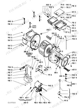 Взрыв-схема стиральной машины Whirlpool AWG 638/WP - Схема узла