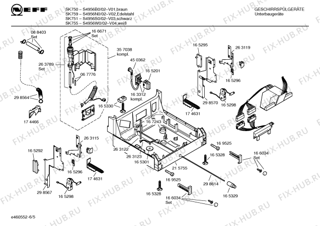 Схема №1 S4956S0 SK751 с изображением Вкладыш в панель для электропосудомоечной машины Bosch 00357236