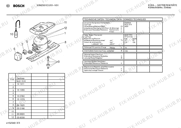 Взрыв-схема холодильника Bosch KIM2501EU - Схема узла 03