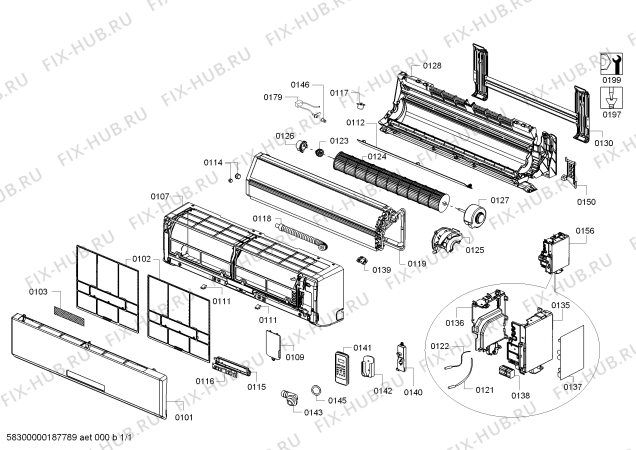 Схема №1 S1ZDI17911 17000 BTU INDOOR с изображением Модуль управления для сплит-системы Siemens 11019061