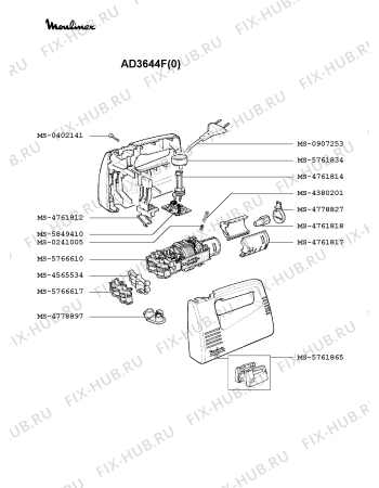 Взрыв-схема блендера (миксера) Moulinex AD3644F(0) - Схема узла Q0000045.2Q2