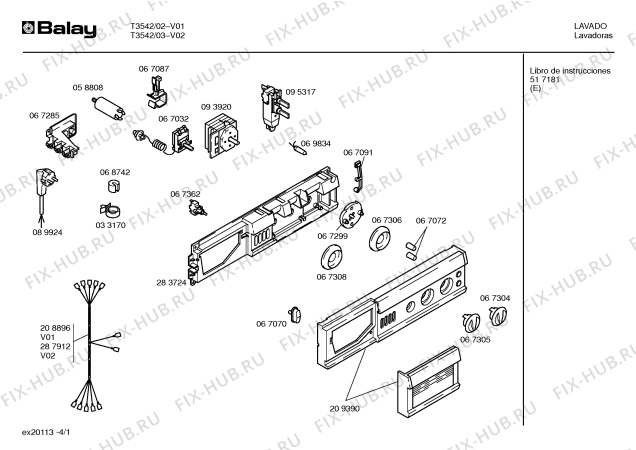 Схема №1 T3542 с изображением Панель для стиралки Bosch 00209390