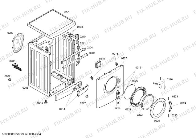 Взрыв-схема стиральной машины Bosch WAE20127IT - Схема узла 02