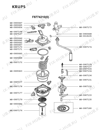 Взрыв-схема кофеварки (кофемашины) Krups F8774210(0) - Схема узла 4P001854.4P3
