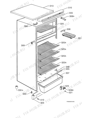 Взрыв-схема холодильника Zoppas PD33S - Схема узла Housing 001