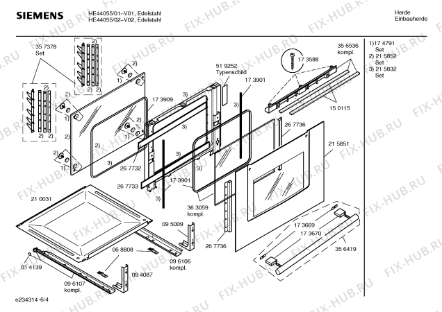 Схема №1 HE44078 с изображением Инструкция по эксплуатации для плиты (духовки) Siemens 00584242