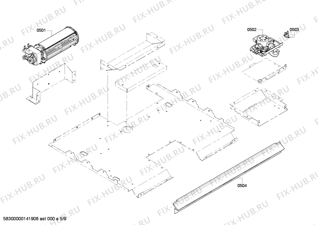 Схема №1 HBN5420UC с изображением Крышка для плиты (духовки) Bosch 00681712