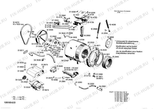 Взрыв-схема стиральной машины Bosch 0722044133 V427 - Схема узла 02