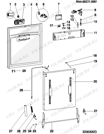 Взрыв-схема посудомоечной машины Indesit DI420C (F058022) - Схема узла