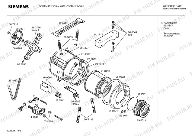 Схема №1 WM21050RK SIWAMAT 2105 с изображением Магнитный клапан для стиральной машины Bosch 00163359