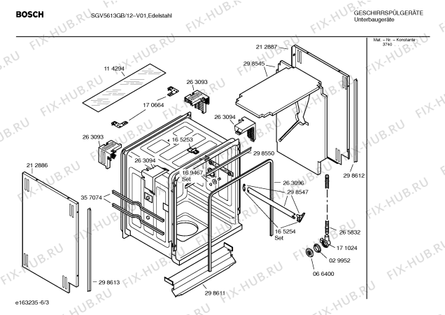 Взрыв-схема посудомоечной машины Bosch SGV5613GB - Схема узла 03