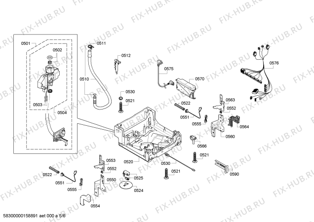 Схема №1 SPV58M00EU с изображением Передняя панель для посудомоечной машины Bosch 00707501