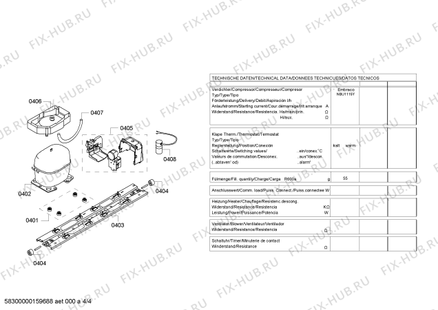 Взрыв-схема холодильника Siemens KD42NAW50I - Схема узла 04