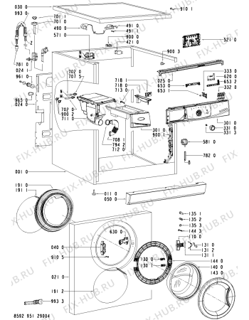 Схема №1 AWO/D 47106 с изображением Обшивка для стиральной машины Whirlpool 480111100167