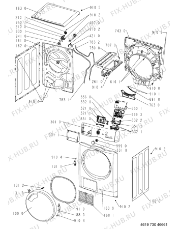 Схема №1 AZB 9671 с изображением Декоративная панель для стиральной машины Whirlpool 481010513683