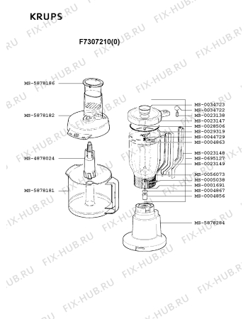 Взрыв-схема кухонного комбайна Krups F7307210(0) - Схема узла 2P000356.6P2