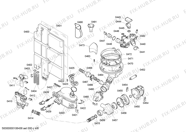 Взрыв-схема посудомоечной машины Bosch SRS55L12GB Logixx - Схема узла 04