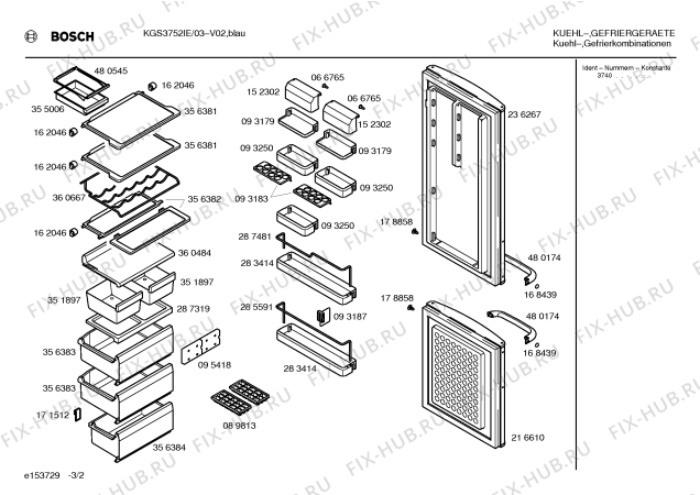 Схема №1 KGS3752IE с изображением Панель для холодильника Bosch 00360009