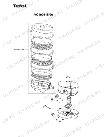 Взрыв-схема мультиварки (пароварки) Tefal VC100615/90 - Схема узла IP002917.8P2