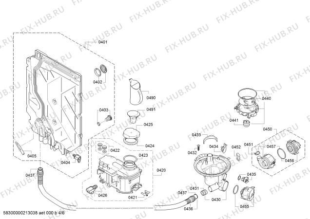 Взрыв-схема посудомоечной машины Siemens SN636X04AE - Схема узла 04