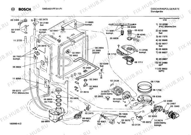 Взрыв-схема посудомоечной машины Bosch SMS4031FF SMS4031 - Схема узла 02
