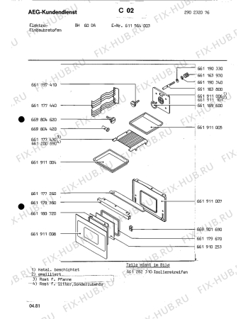 Взрыв-схема плиты (духовки) Aeg BH 60 DA - Схема узла Section1