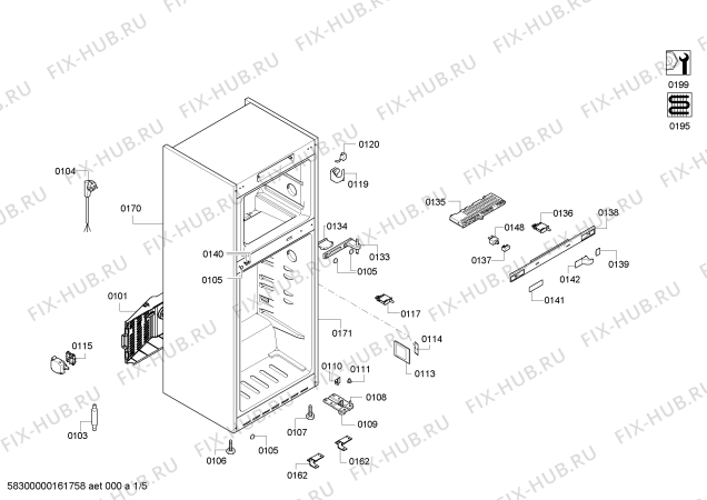 Схема №1 KD46NAI30N с изображением Крышка для холодильной камеры Siemens 00708203