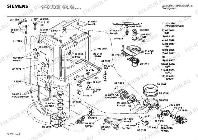 Схема №1 SN24301DK с изображением Передняя панель для посудомойки Siemens 00270240