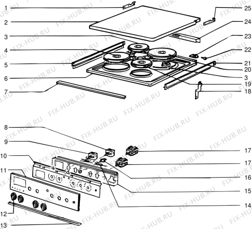 Взрыв-схема плиты (духовки) SCHOLTES C806EANCE (F013987) - Схема узла