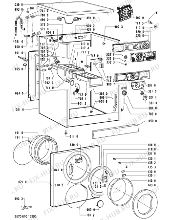 Схема №1 AWM 6100/1 с изображением Обшивка для стиралки Whirlpool 481245213192