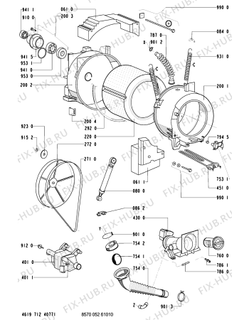 Схема №1 AWM 052/4 с изображением Вложение для стиралки Whirlpool 481245279707