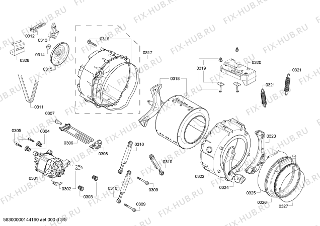 Взрыв-схема стиральной машины Bosch WVH24460EP Avantixx 7/4 - Схема узла 03