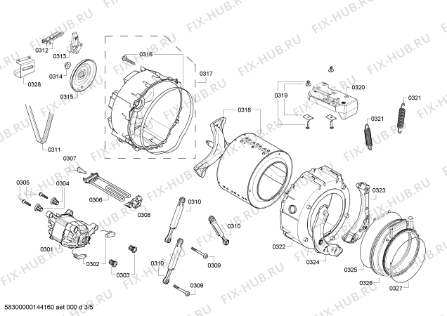 Взрыв-схема стиральной машины Bosch WVH24460EE - Схема узла 03