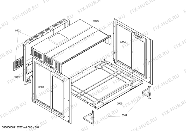 Взрыв-схема плиты (духовки) Siemens HE360580 - Схема узла 05