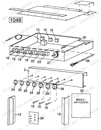 Взрыв-схема плиты (духовки) Electrolux CO5935 - Схема узла H20 Panel  C