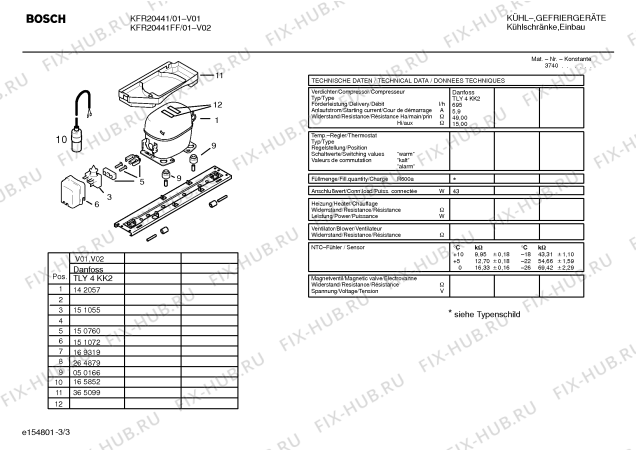 Взрыв-схема холодильника Bosch KFR20441FF - Схема узла 03