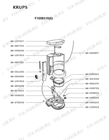 Взрыв-схема кофеварки (кофемашины) Krups F1058310(0) - Схема узла DP001437.7P2