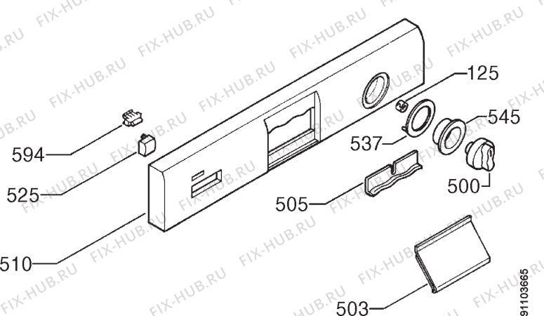 Взрыв-схема посудомоечной машины Zanussi DW674 - Схема узла Command panel 037